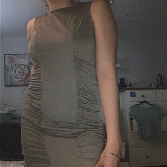 Light grey dress.